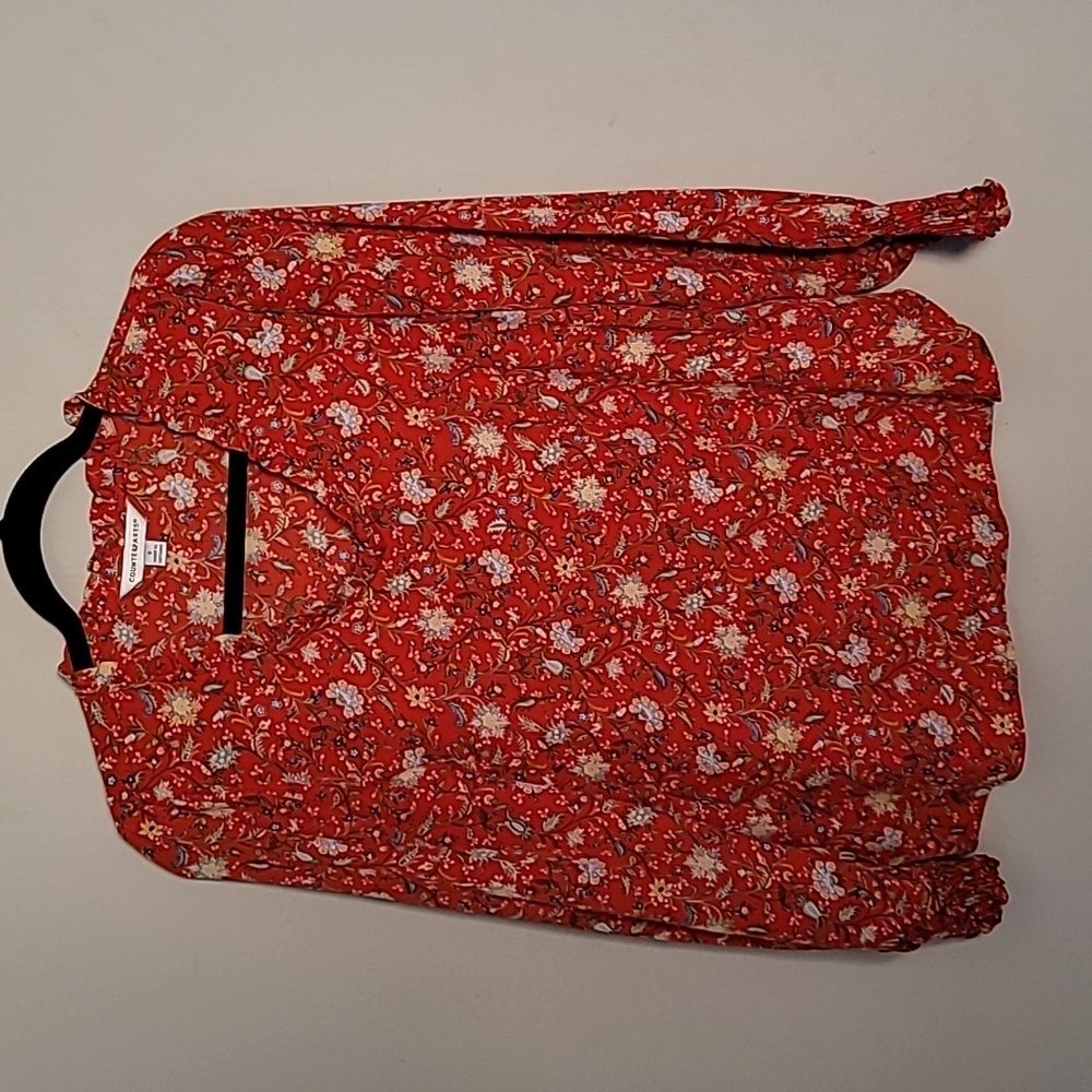 Counterparts red floral peasant blouse S Colorful Cottagecore Feminine R…